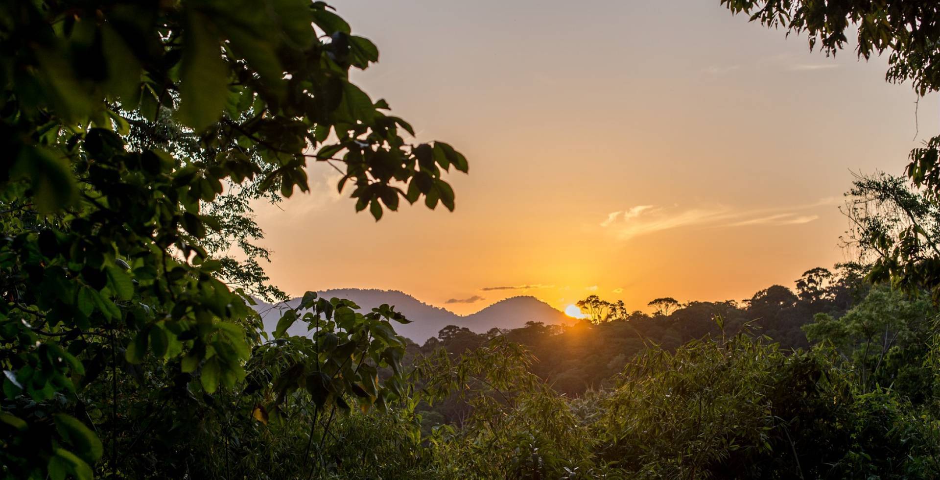 Coucher de soleil sur les Monts Galbao © Guillaume Feuillet / Parc amazonien de Guyane