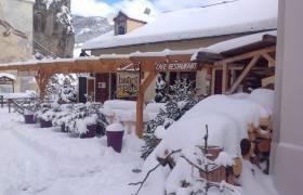 Terrasse en hiver © DR Auberge du Moulin