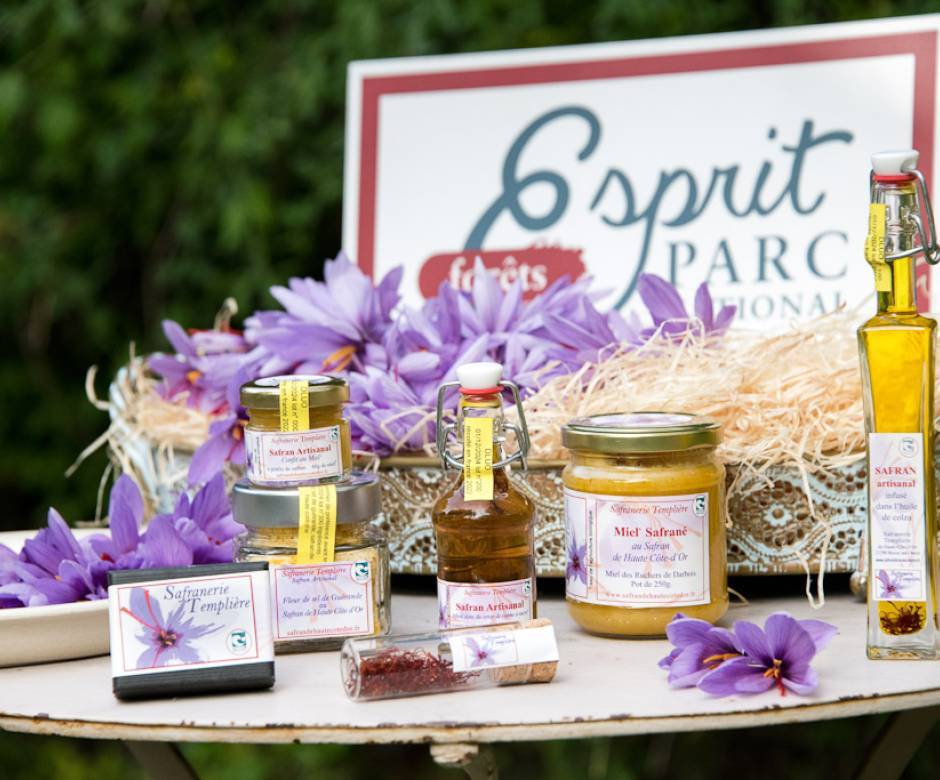 Assortiment produits La Safranerie Templière © Céline Lecomte - Parc national de forêts